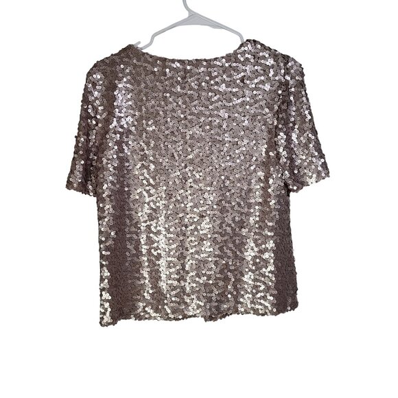 SOCIALITE Women's Small Sequin V Neck Top Blouse Champagne Gold - Picture 2 of 8